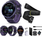Garmin Forerunner 570 - Reloj inteligente para correr, WiFi de 1.722 pulgadas, reloj de fitness con GPS para hombres y mujeres, aluminio índigo con banda translúcida imperial púrpura/índigo + monitor