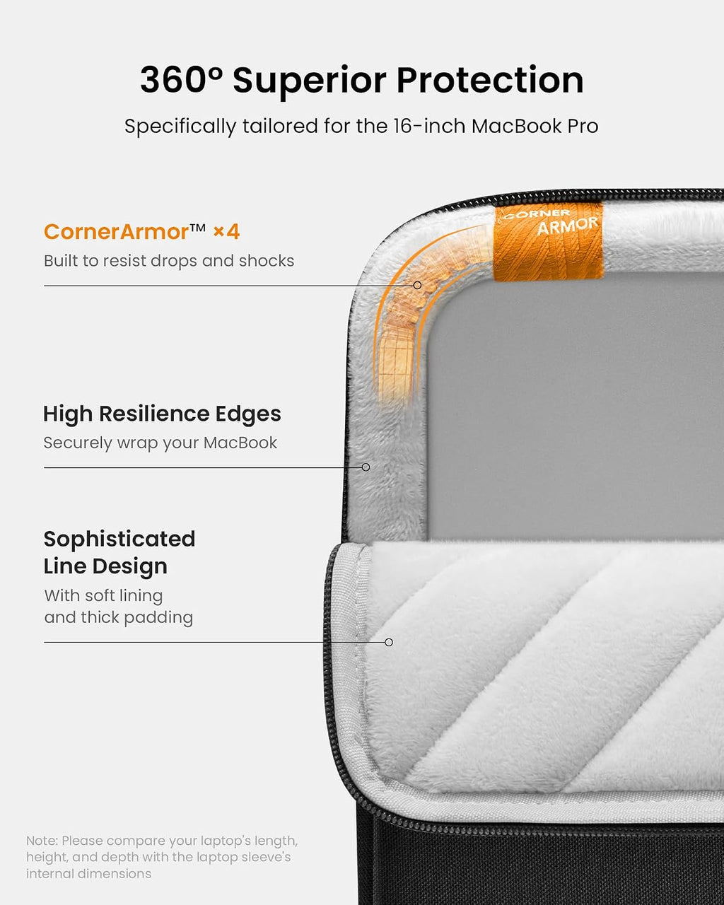 Tomtoc 360 - Funda protectora para laptop MacBook Pro M5 Pro/Max de 16