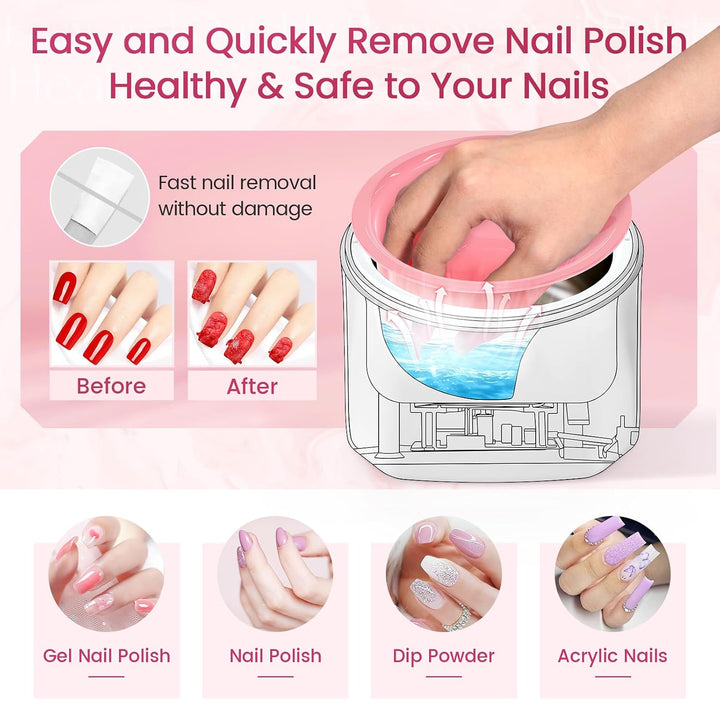 Yokilly Cuenco de remojo de uñas calentado: 50% más rápido para rem...