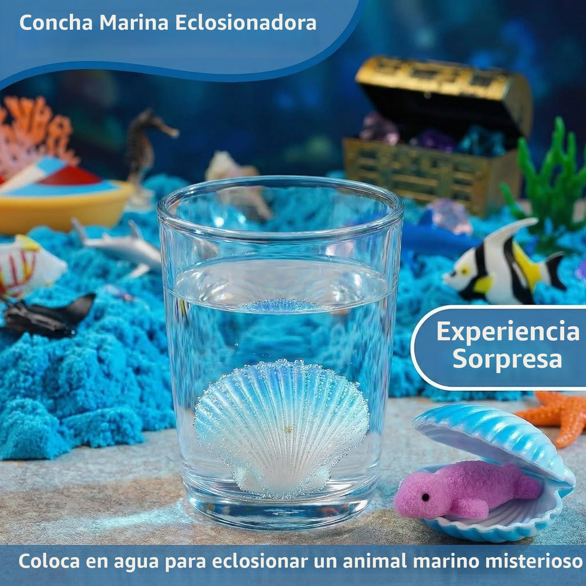 Ocean Sensory Bin con Sensory Sand, Ocean Toys para Kids