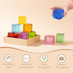 Woodtoe Bloques de construcción grandes, bloques sensoriales Montessori