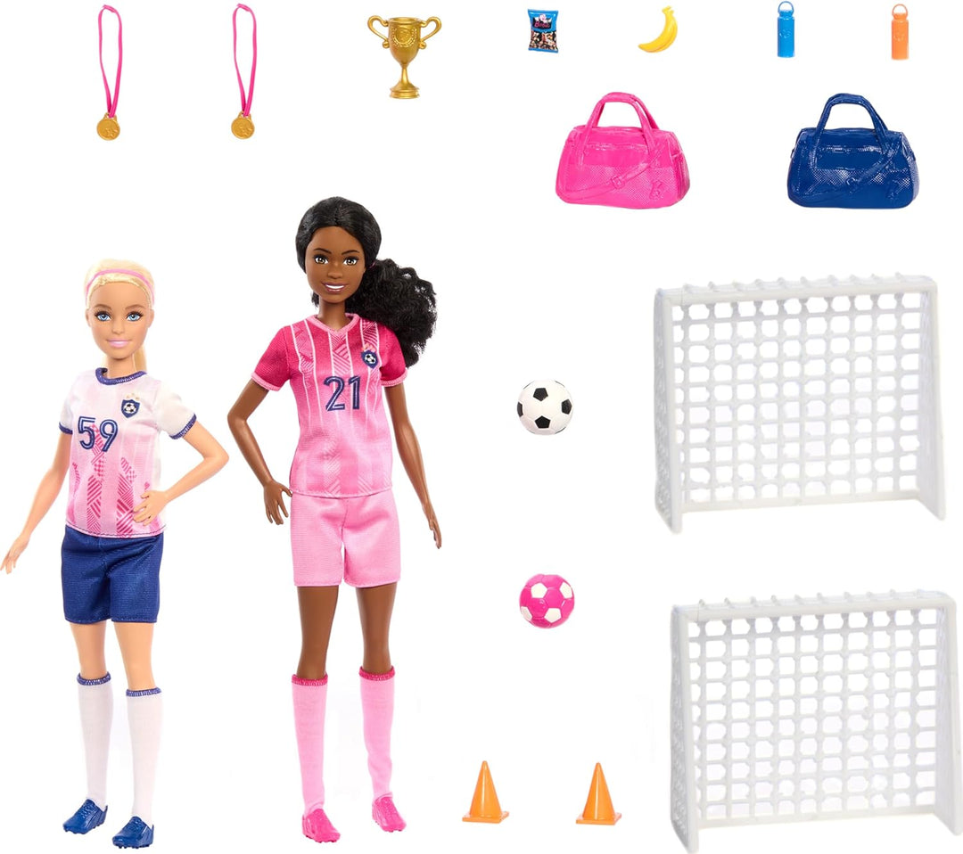 Juego de Barbie Careers, set de jugadora de fútbol con 2 muñecas de...