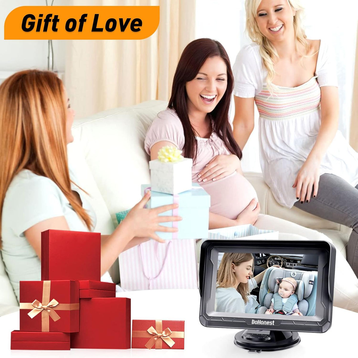 DoHonest Cámara de Coche para Bebé HD 1080P - Monitor para