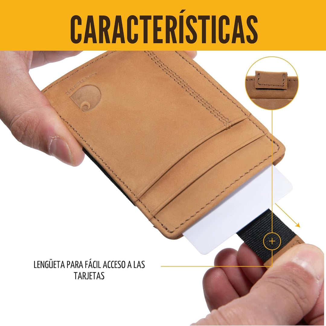 Carhartt Carteras de Cuero de Grano Completo para Hombre, Bloqueo R...