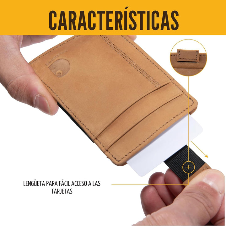 Carhartt Carteras de Cuero de Grano Completo para Hombre, Bloqueo R...