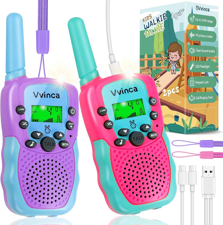 Vvinca Walkie Talkies Recargables para Niños Paquete de 4, Juguetes...