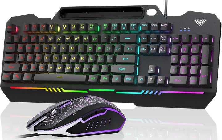 AULA Teclado para juegos, T102 104 teclas Combo de teclado y mouse...