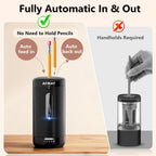 AFMAT PSC2 Sacapuntas eléctrico, sacapuntas totalmente automático, entrada y salida automática, sacapuntas manos libres recargables para lápices jumbo y de colores (0.23-0.47 pulgadas), portátil para