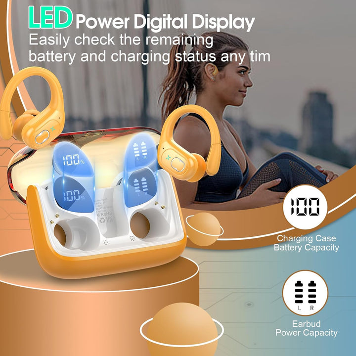 Auriculares inalámbricos Bluetooth 5.4 de 75 horas para deporte, au...
