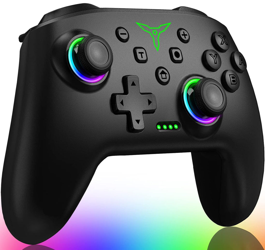 ELISWEEN Controlador Switch, Controlador Inalámbrico Compatible con Switch 1/Switch 2/Switch Lite/OLED, Controladores Inalámbricos para Switch que funcionan con iOS/Android/PC con Luz RGB, Programable