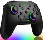 ELISWEEN Controlador Switch, Controlador Inalámbrico Compatible con Switch 1/Switch 2/Switch Lite/OLED, Controladores Inalámbricos para Switch que funcionan con iOS/Android/PC con Luz RGB, Programable