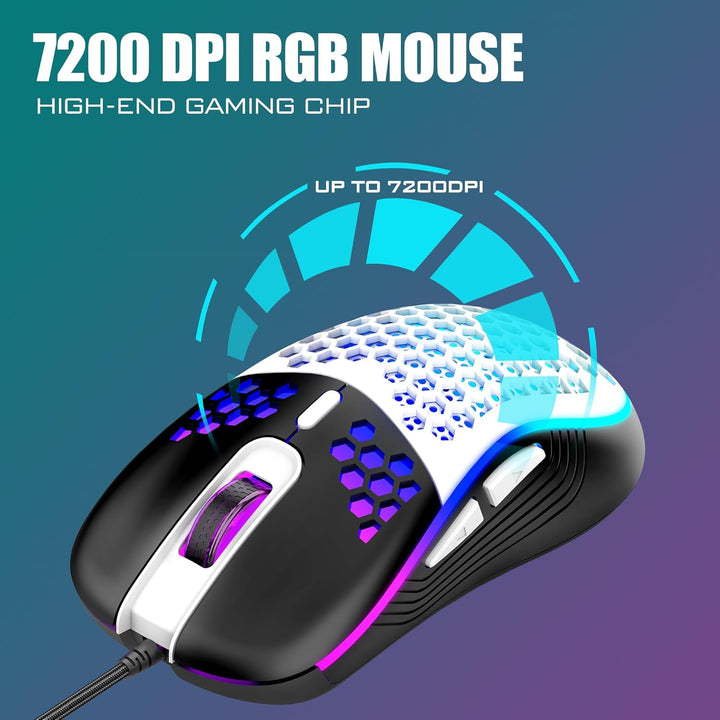 RedThunder Combo de teclado y mouse 60% para juegos, mini teclado u...