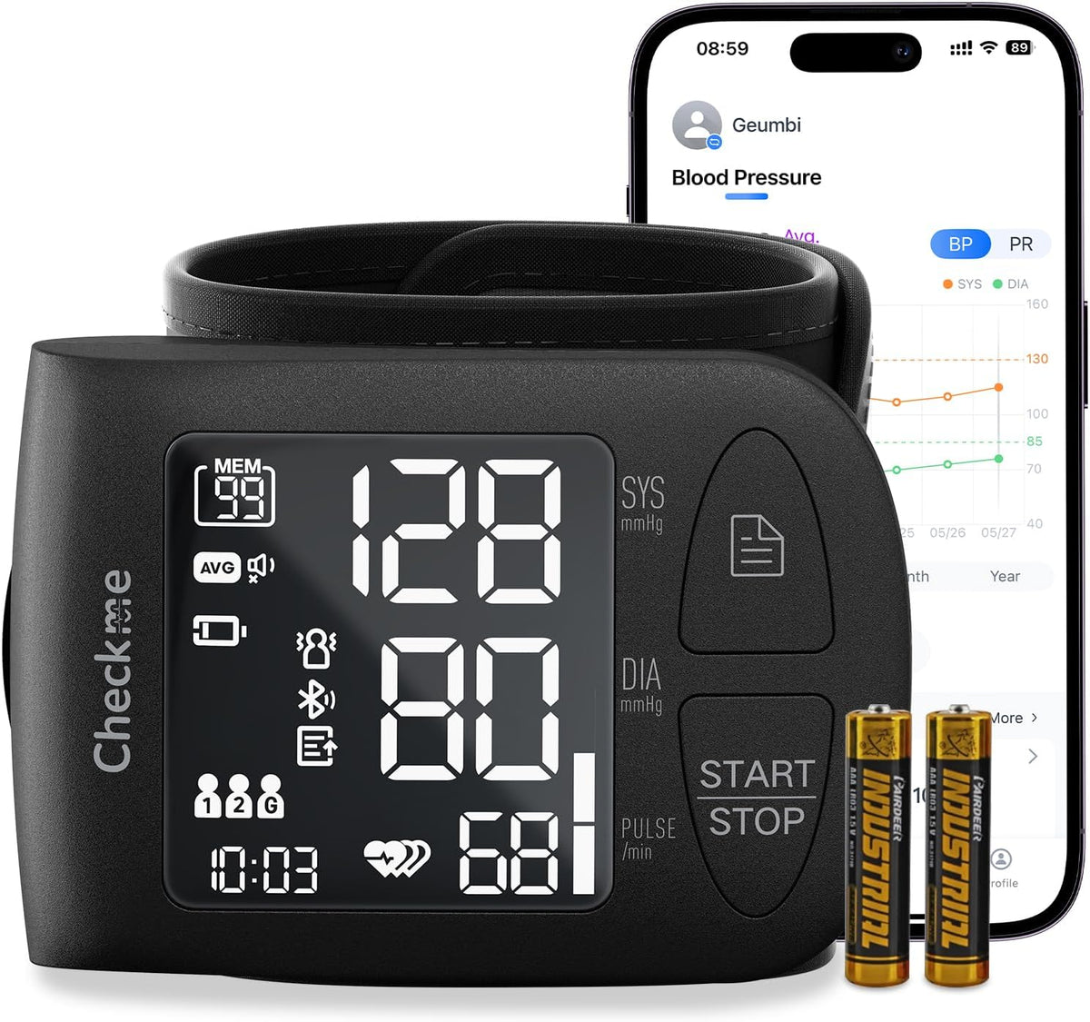 Checkme Monitor de presión arterial de muñeca para uso doméstico
