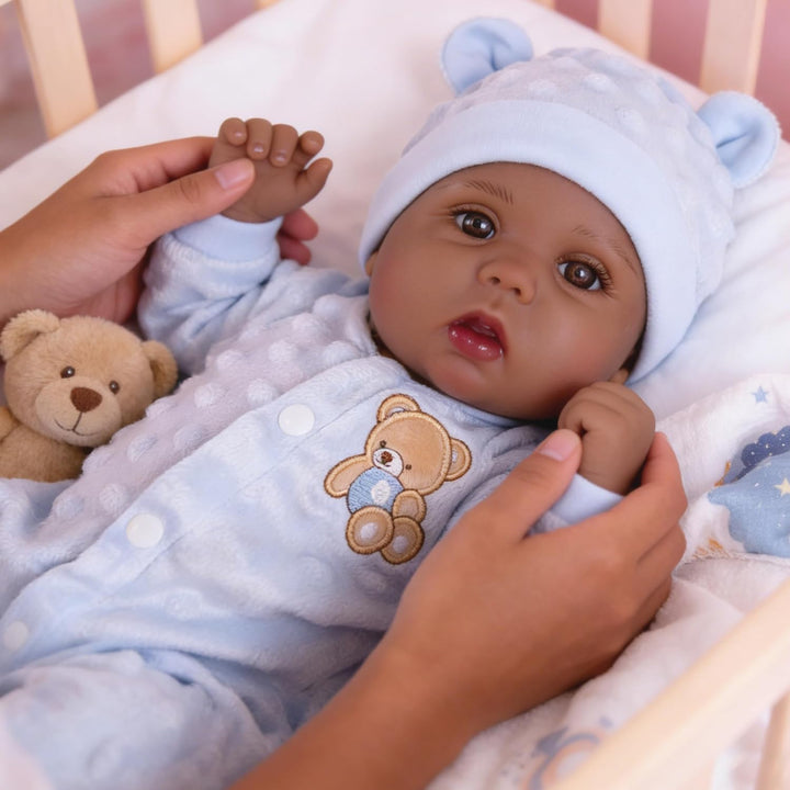 Milidool Muñecas de bebé recién nacidas negras de 18 pulgadas, muñe...
