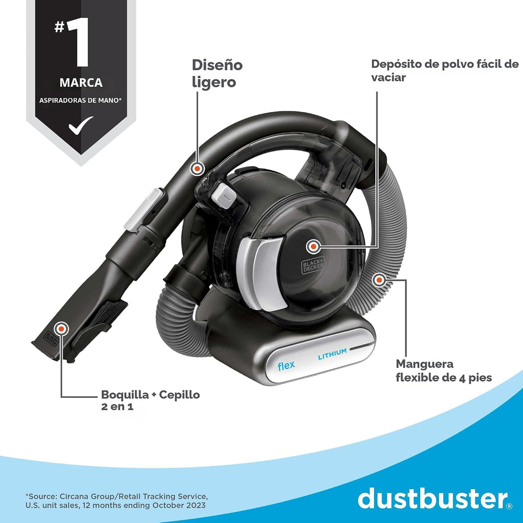 Black+Decker BDH2020FL - Aspiradora flexible de litio, 20 V max, con cepillo para pelo de mascotas, inalámbrica