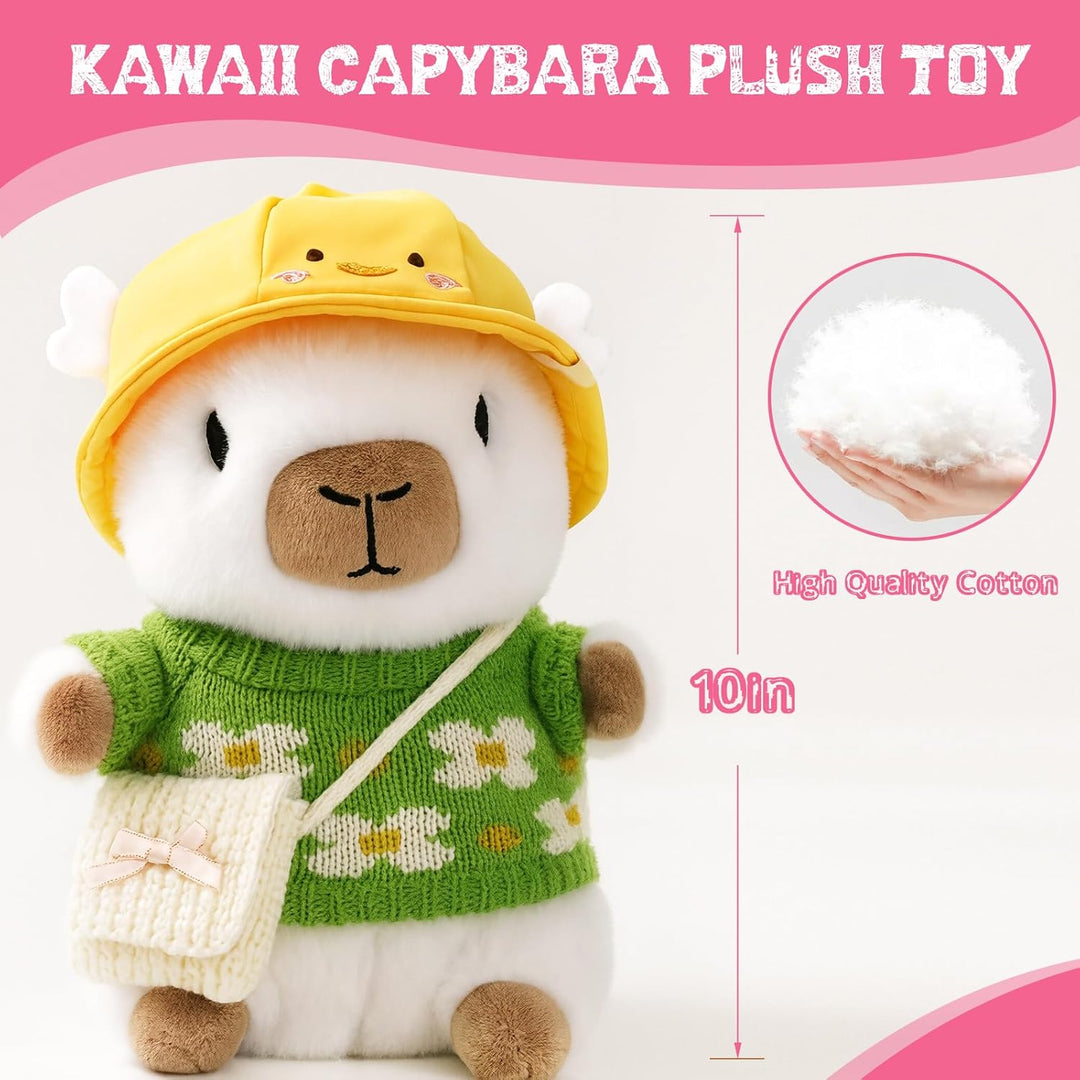 TITQWOP Muñeco de capybara de peluche blanco de 10.2" con 9 pie...