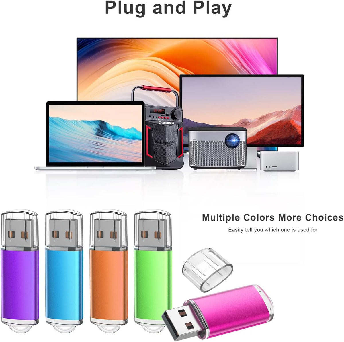 K&amp;ZZ Paquete de 5 unidades flash USB de 64 GB de 64 GB USB 2.0...