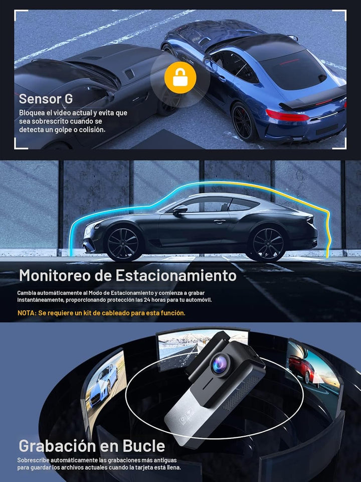 ARIFAYZ Cámara de tablero frontal y trasera 4K1080P