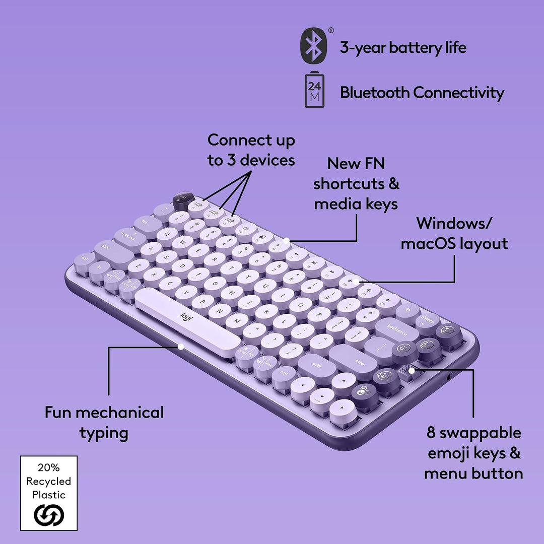 Logitech POP Keys - Teclado mecánico inalámbrico con teclas Emoji p...