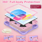 WESOROL Funda para iPad (A16) de 11ª/10ª generación 2025/2022 con protector de pantalla con soporte giratorio, soporte para lápices, funda para iPad de 10ª generación, a prueba de golpes