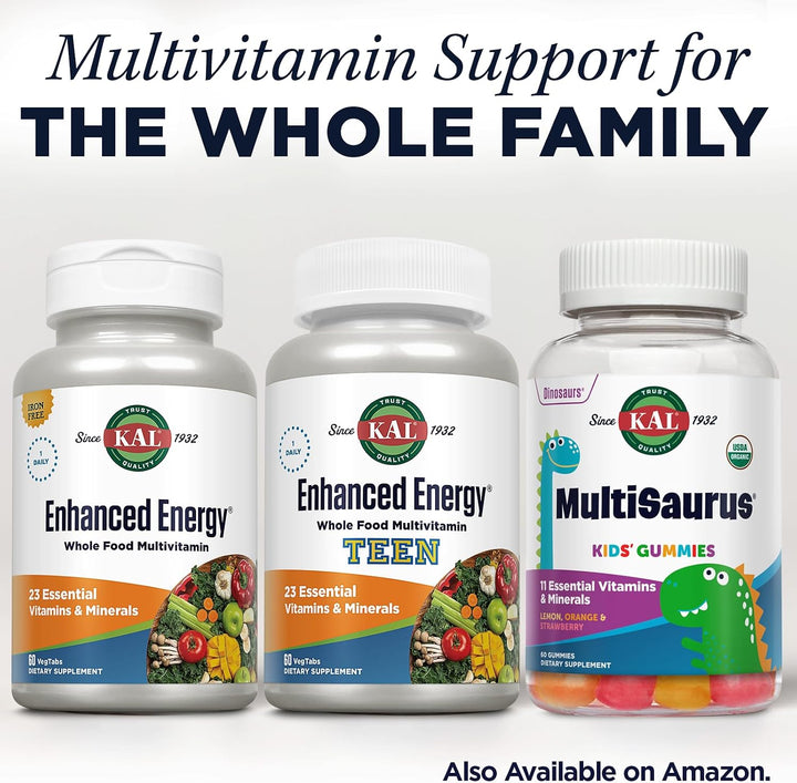 KAL Suplementos energéticos mejorados, multivitamínico masticable d...