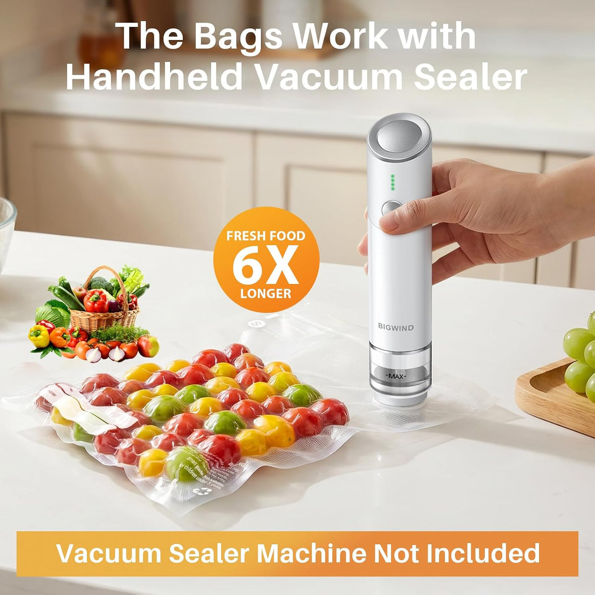 Bolsas reutilizables selladoras al vacío para alimentos, 30 bolsas pequeñas sin BPA (8 x 10 pulgadas), aptas para congelador, microondas, resistentes al olor, a prueba de fugas, compatibles con