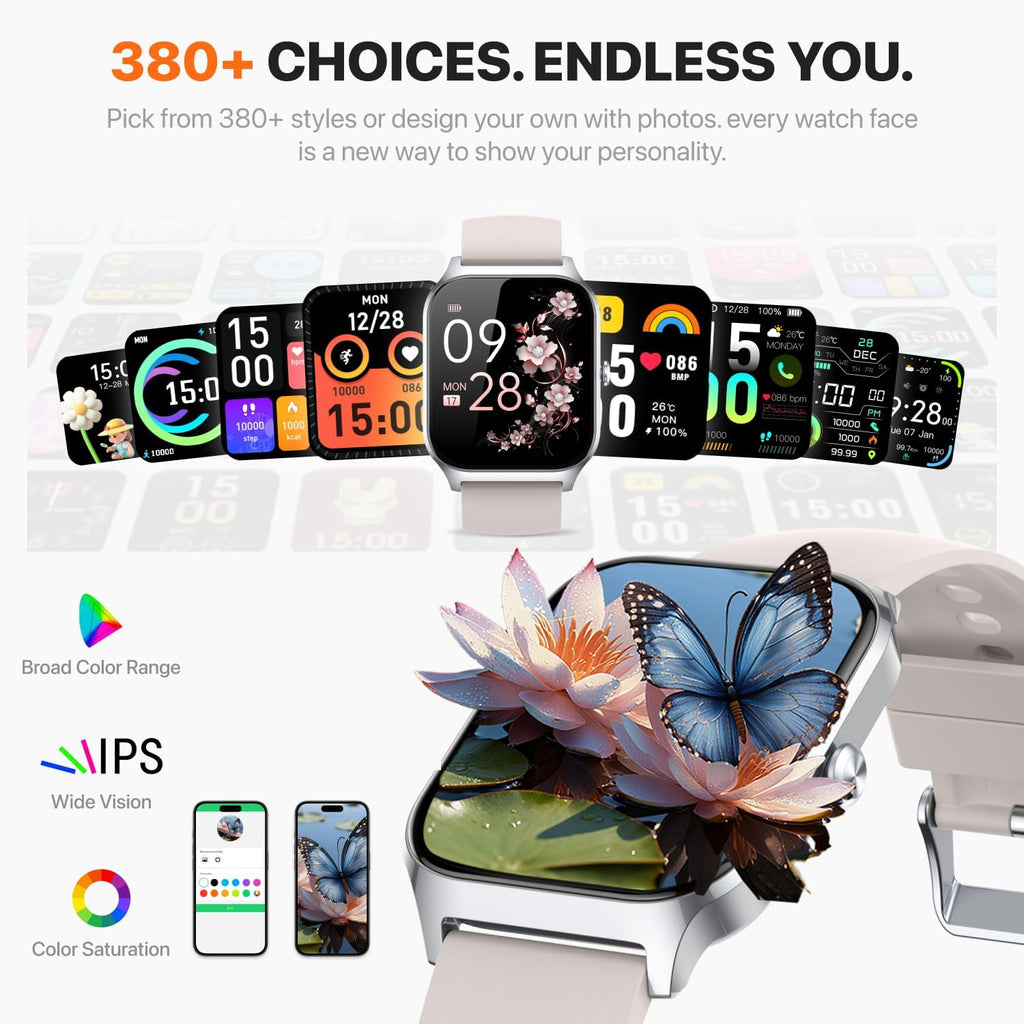 Reloj inteligente para mujeres y hombres, (responder/hacer llamadas) 1.83 pulgadas, HD, rastreador de actividad física smartwatch compatible con Android, iPhone iOS, contador de pasos impermeable IP68