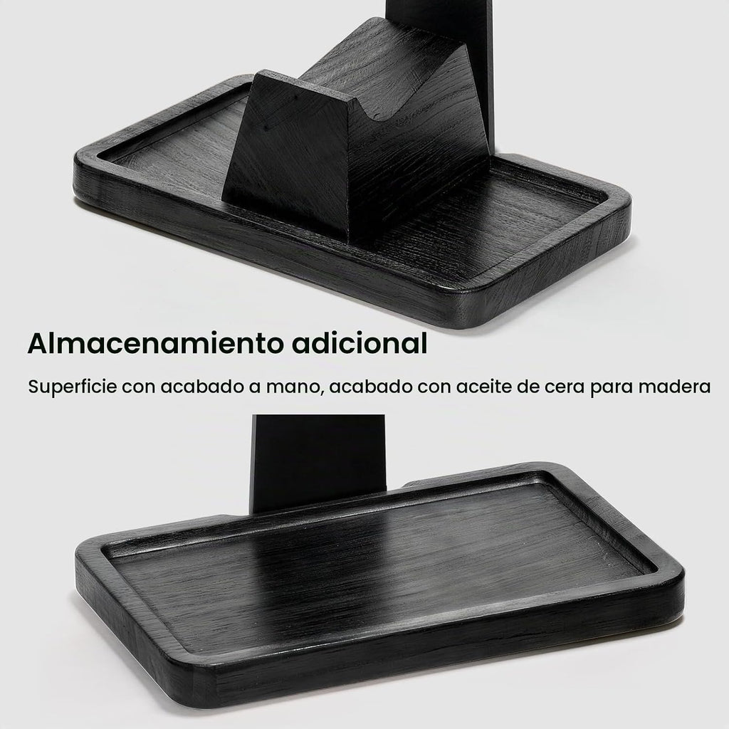 UPERGO Soporte de auriculares de madera maciza con soporte para controlador