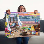 Ravensburger - Cabana Retreat - Rompecabezas de gran formato de 500 piezas - Disfruta de brisas tranquilas y saladas y una impresionante puesta de sol en el océano - Enmarcable - Calidad premium