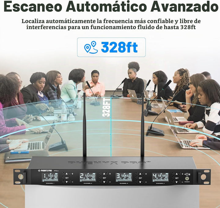 Phenyx Pro Sistema de Micrófono Inalámbrico para Conferencia, Micró...