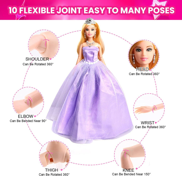 UCanaan Juego de ropa y accesorios para muñecas de 180 piezas, vest...