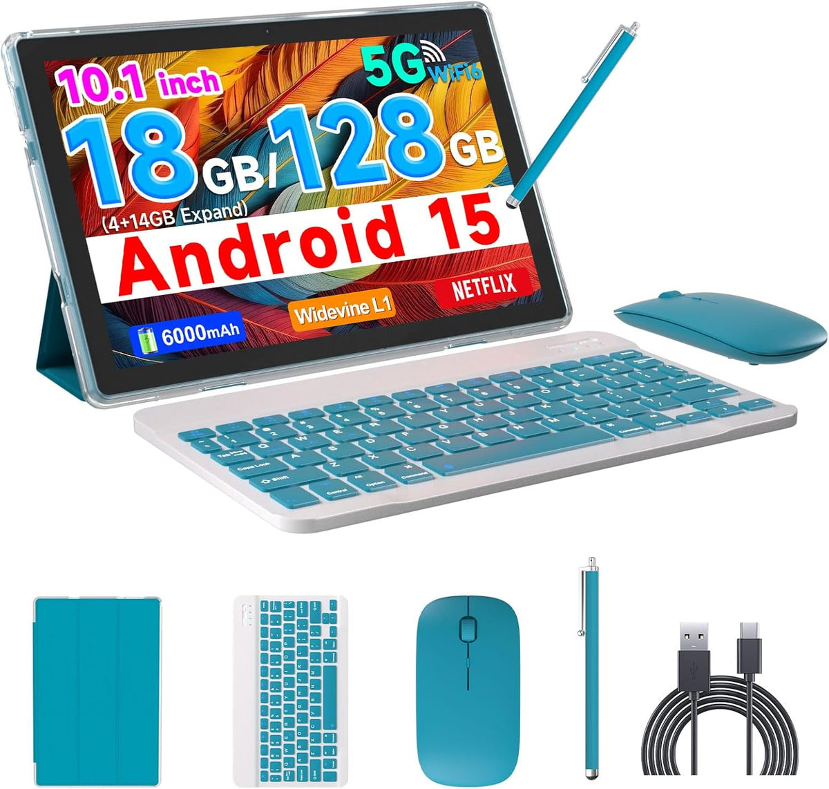 COOPERS Tablet Android 15, 10 pulgadas Tablet 18GB RAM+128GB ROM 2T...
