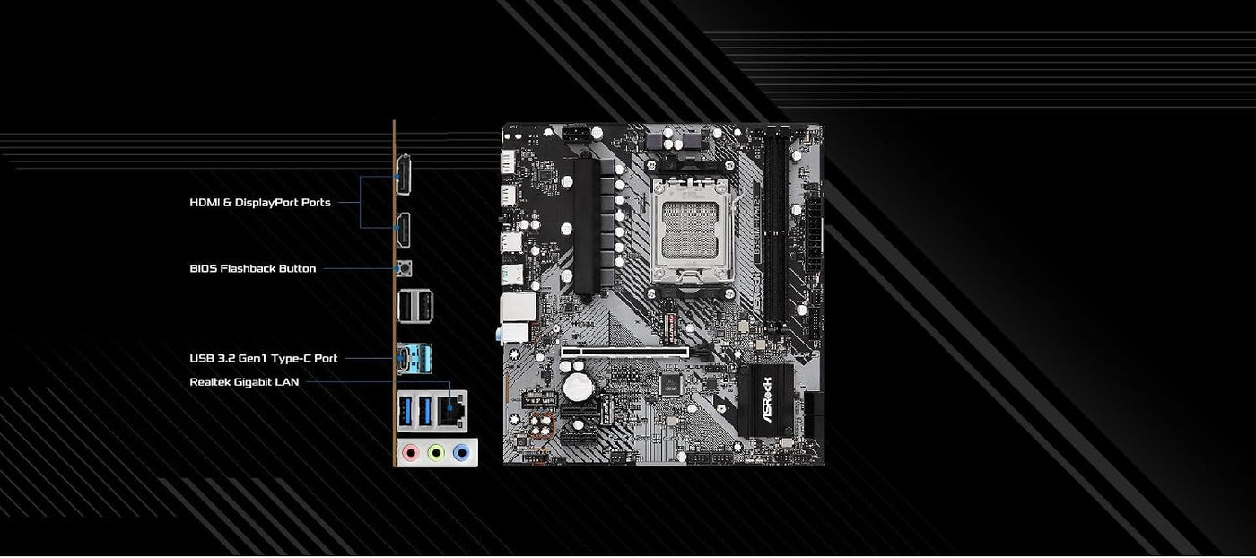 ASRock Placa base B650M-HM.2+ AMD AM5 Micro-ATX, soporta procesador...