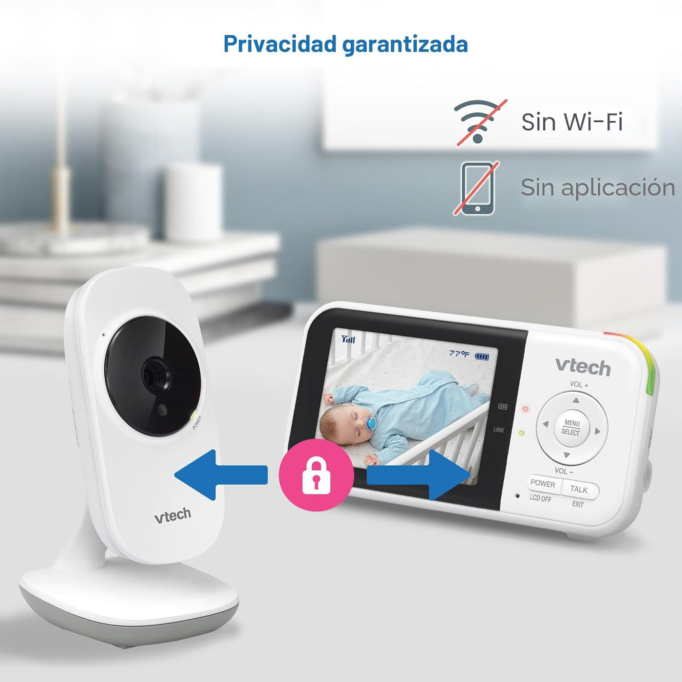 VTech VM819 - Monitor de bebé con cámara y audio, cámara portátil d...