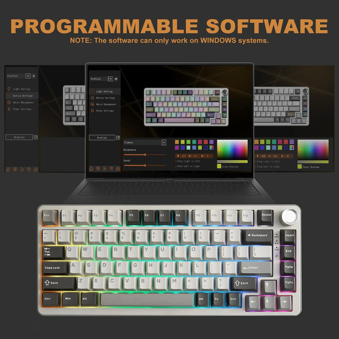 YUNZII Teclado Mecánico Inalámbrico B75 PRO, Diseño 75% con Perilla...