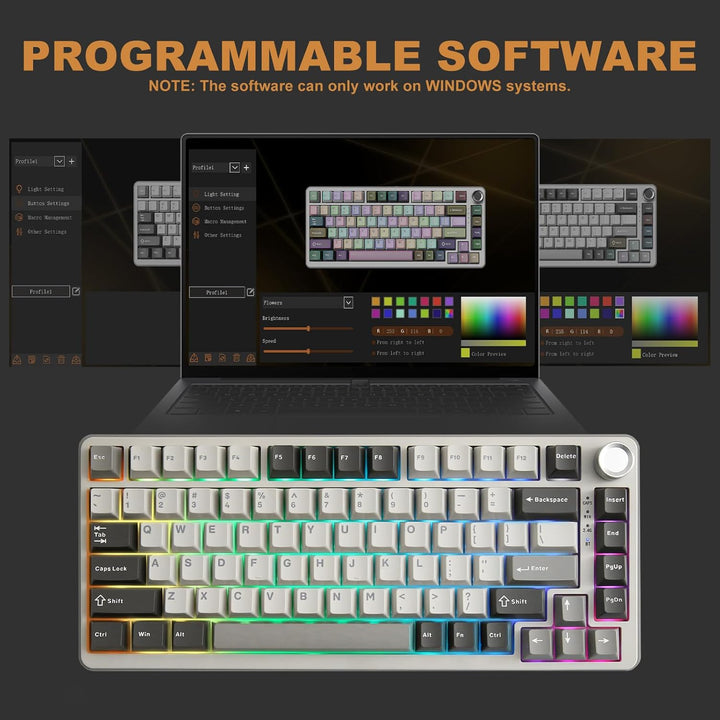 YUNZII Teclado Mecánico Inalámbrico B75 PRO, Diseño 75% con Perilla...