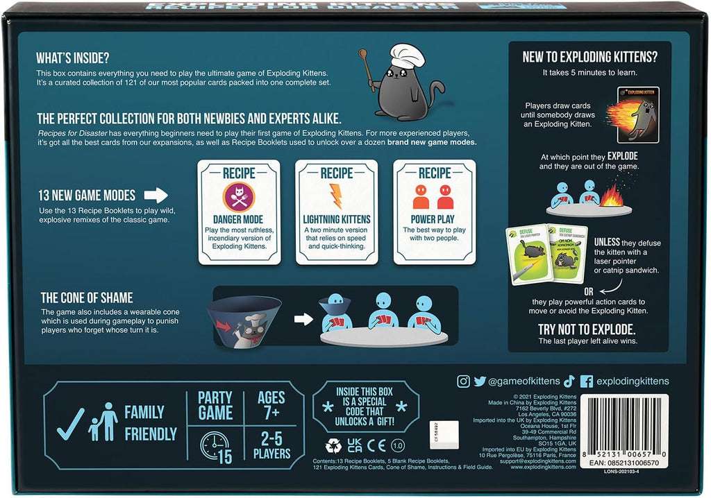 Exploding Kittens Recetas para desastres, 2-5 jugadores, mayores de 7 años