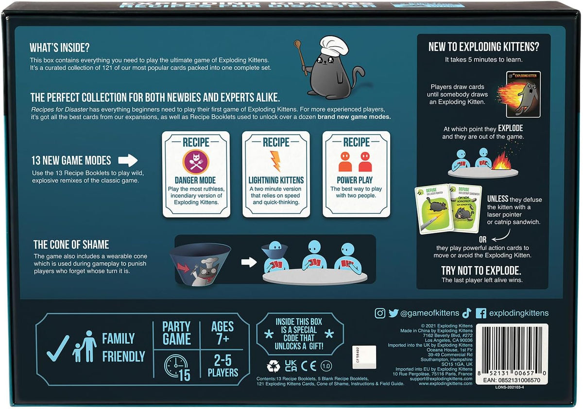 Exploding Kittens Recetas para desastres, 2-5 jugadores, mayores de 7 años