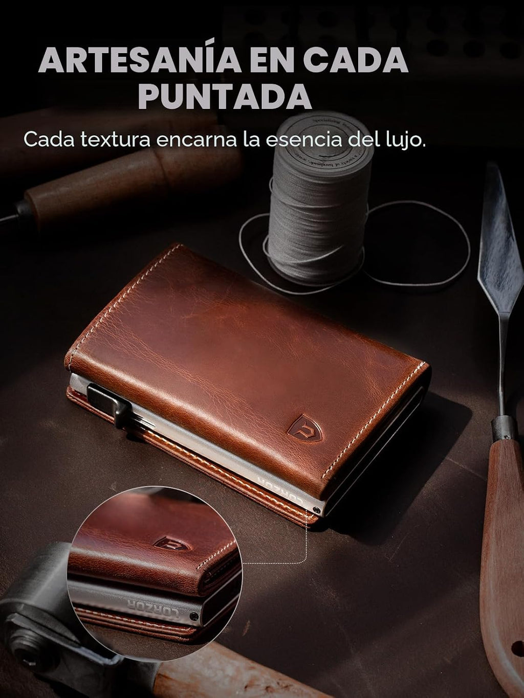 Cartera minimalista para hombres con tarjetero de crédito, cuero de grano completo más fino, billetera inteligente emergente, billetera delgada de tres pliegues, bloqueo RFID, bolsillo frontal