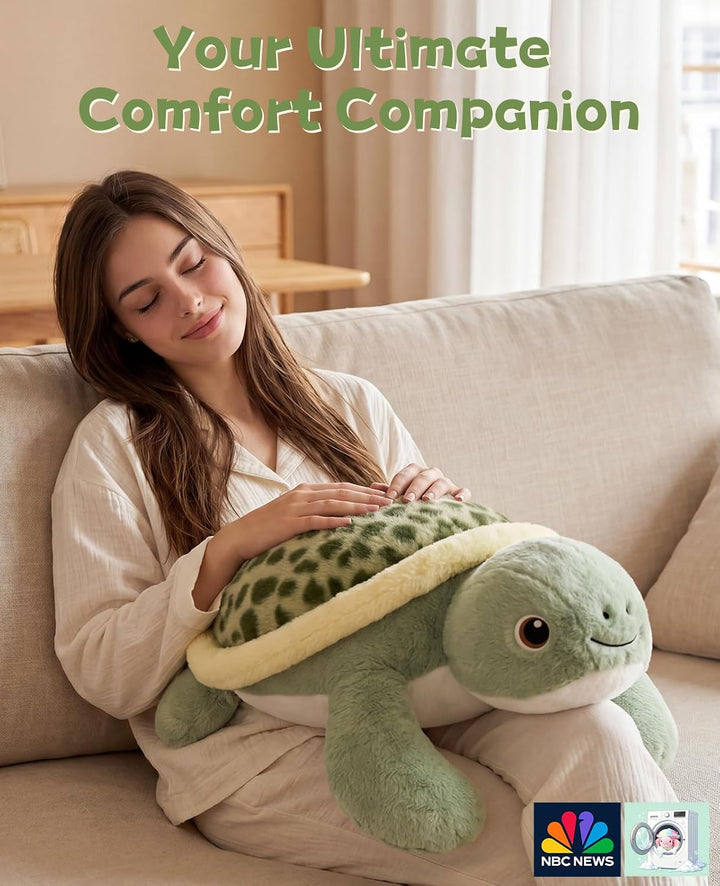 gnomantic Animales de peluche con peso de tortuga, almohada de felp...