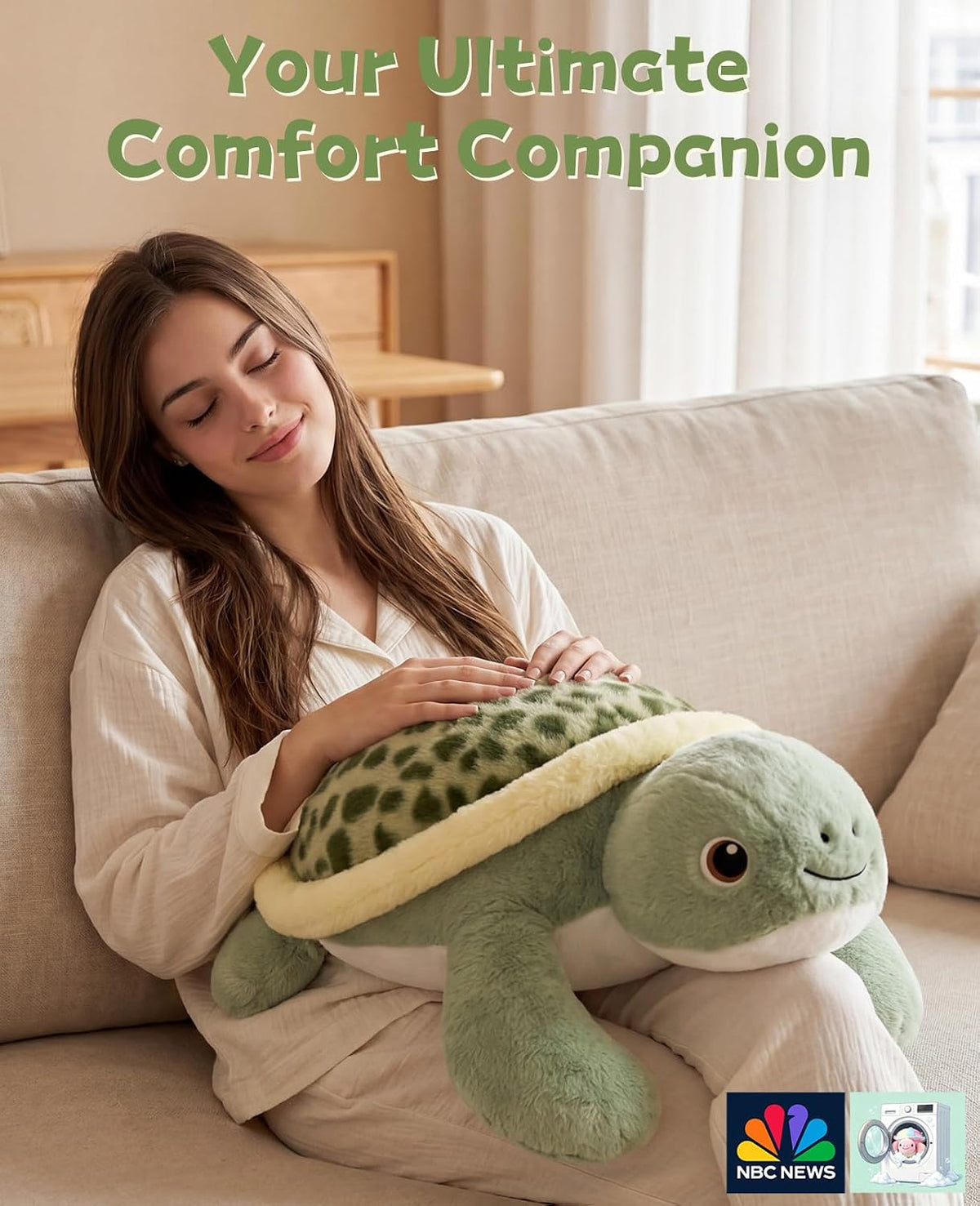 gnomantic Animales de peluche con peso de tortuga, almohada de felpa para