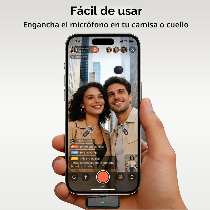 NPTCL Micrófono Lavalier inalámbrico para iPhone y teléfono Android...