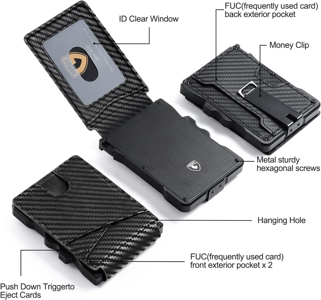 GSOIAX Billetera para hombres con bloqueo RFID, tarjeta emergente i...