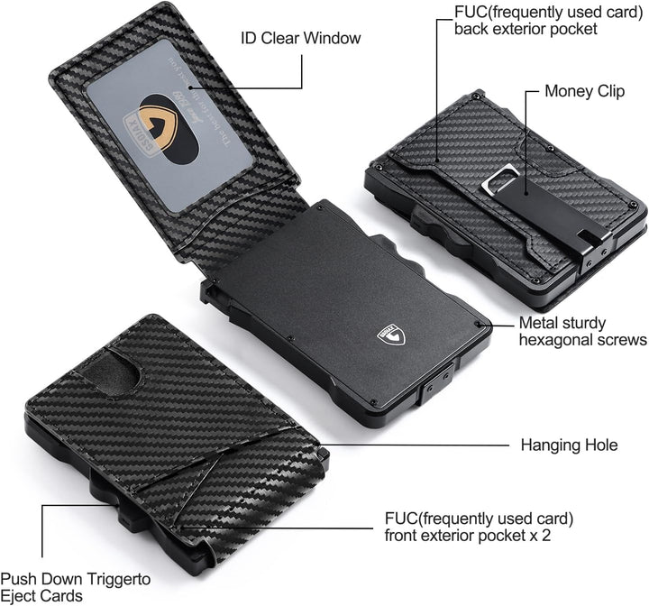 GSOIAX Billetera para hombres con bloqueo RFID, tarjeta emergente i...