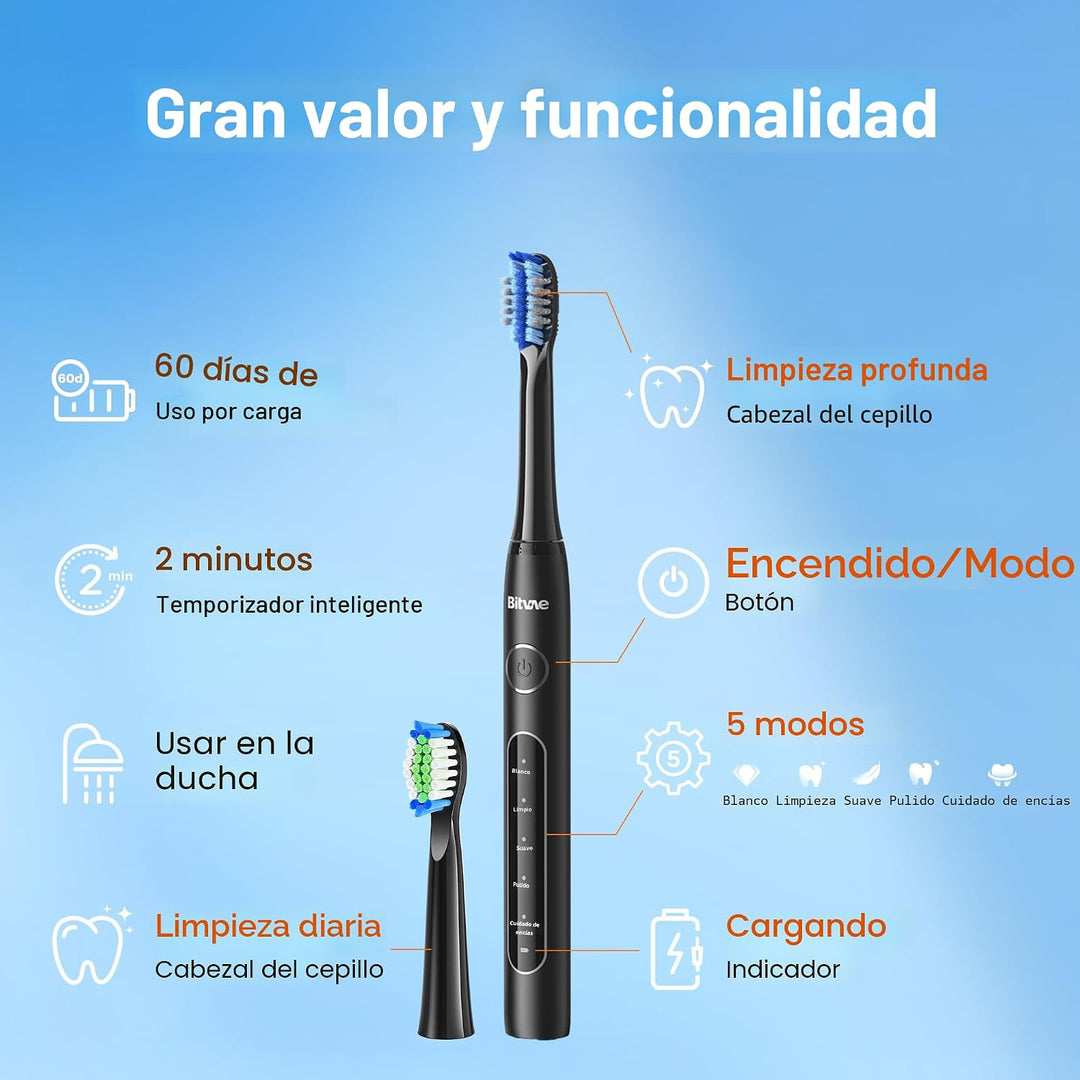 Cepillo de dientes eléctrico Bitvae aceptado por la ADA, cepillo de...