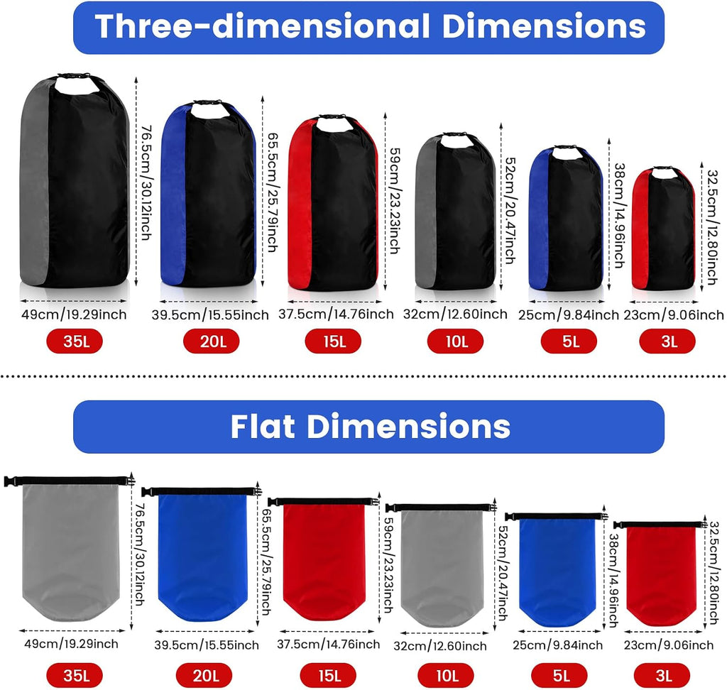 Soulchen Paquete de 6 bolsas secas impermeables de compresión seca con