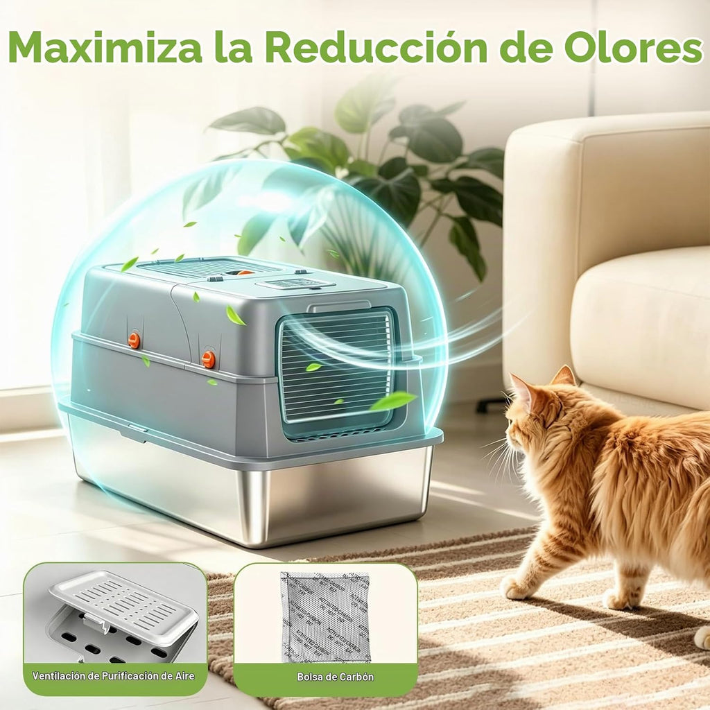 Caja de arena de acero inoxidable cerrada, bandeja de metal cubierta XL