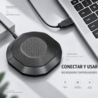 Micrófono de computadora de 360° para PC, micrófono de PC de conferencia USB, tecnología de cancelación de ruido, grabación, Skype, clase en línea, informador de cortes, Plug & Play