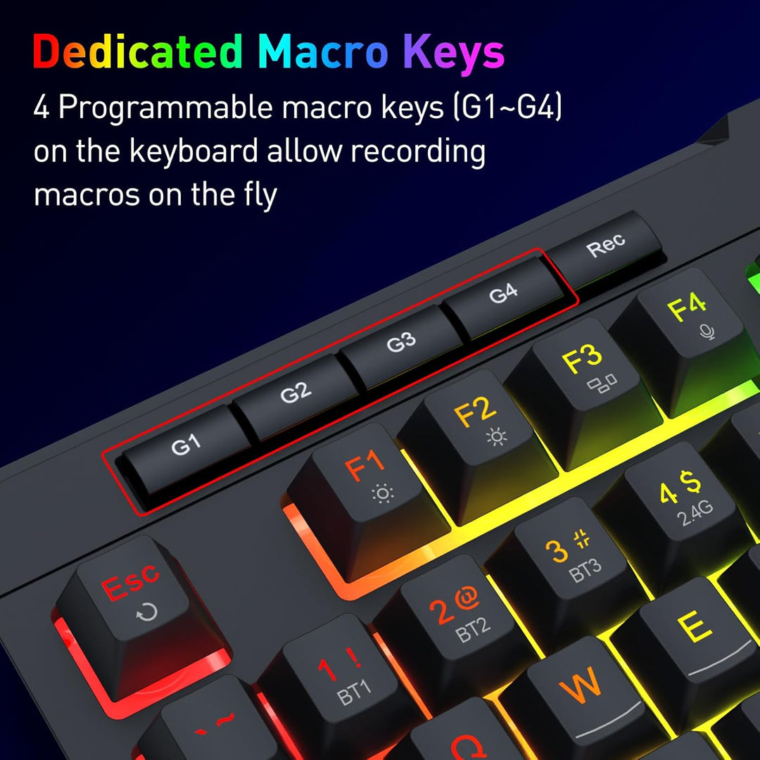 Redragon K525 PRO RGB Teclado inalámbrico de 3 modos para juegos co...