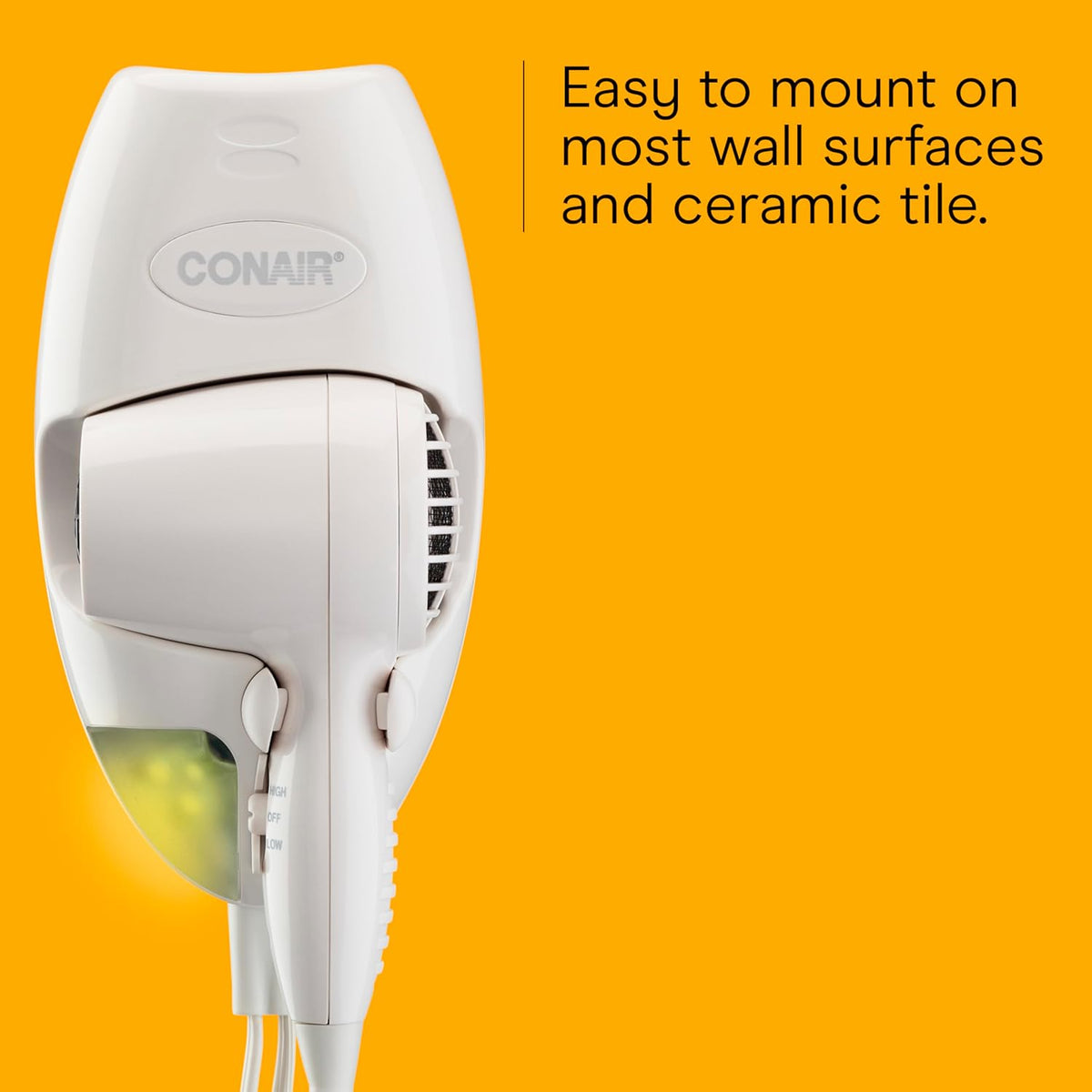 Conair Secador de pelo de montaje en pared, secador de 1600 W con l...